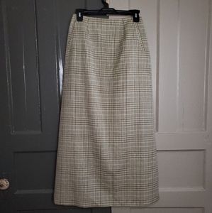 Vintage Harve' Benard 100% Wool Brown Blue Plaid Lined Skirt Size 4